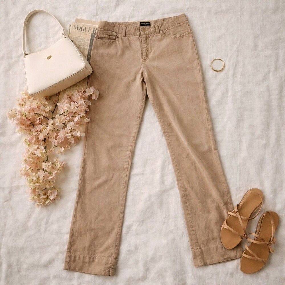 Joseph Khaki Slim Straight Tailored Trousers